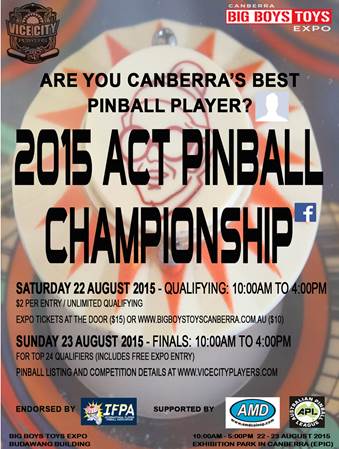2015 ACT Pinball Championship - this weekend!