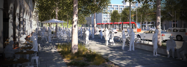 An artist's impression of the revitalised Sydney and Melbourne buildings precinct.