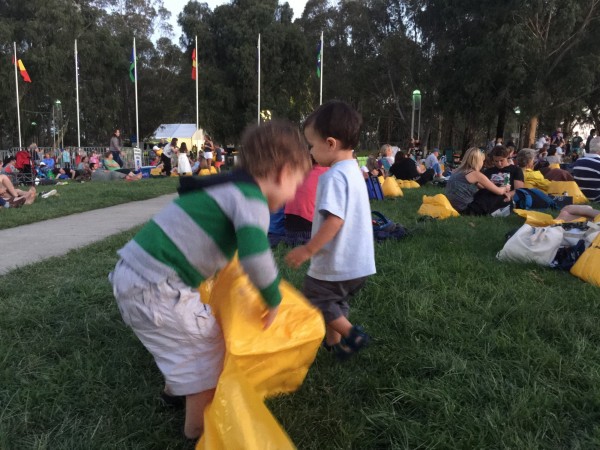 Children prepare for the Australia Day Live event.