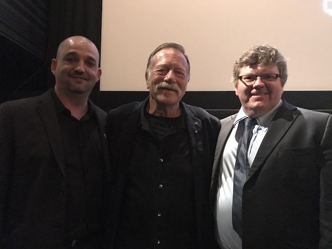 Dallas Bland, Jack Thompson and Stephen Hunter after the screening. Photo: Charlotte Harper
