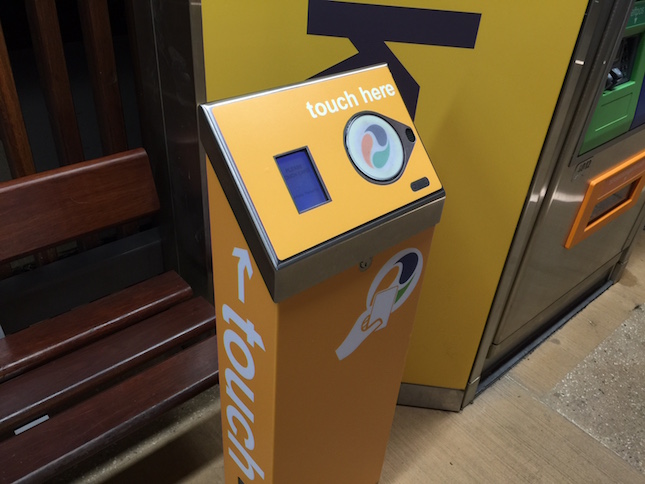 Gold Coast light rail – tapping on. Photo: Charlotte Harper
