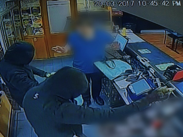 A still from CCTV of the robbery last night.