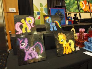 Lego mosaic artwork showing My Little Pony characters