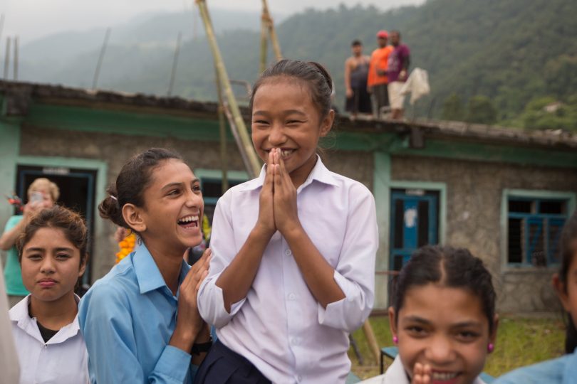 young Nepalese girl greeting 
