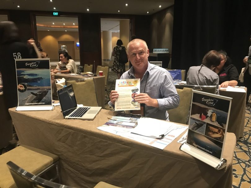 Anthony Osborne on the job with SCT in Hong Kong during 2017 with the Australian Tourism Export Council. Photo: SCT