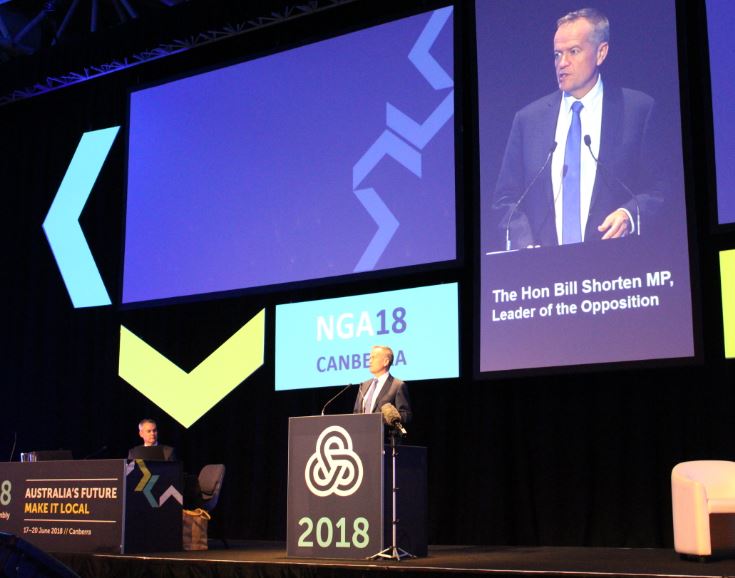 Federal Opposition Leader, Bill Shorten addresses the Australian Local Government Association. Photo: Ian Campbell.