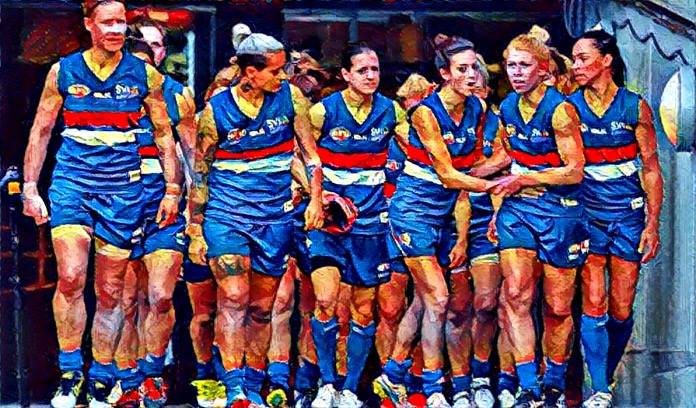 The Merimbula Diggers women, ready for 'Footy 2 Fight MND' this Saturday. Photo: Diggers Facebook.