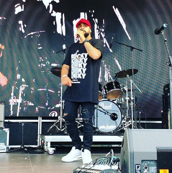 Wallaga Lake hip hop artist Gabadoo, centre stage at Giiyong. Photo: Giiying Instagram