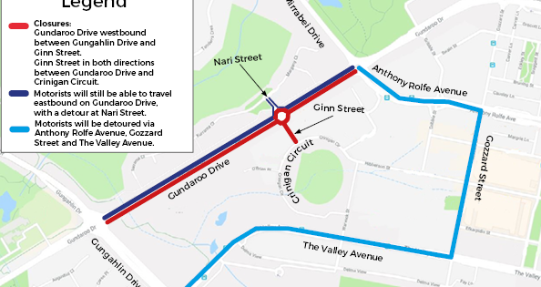 Gundaroo Drive duplication road works to cause minor delays this weekend