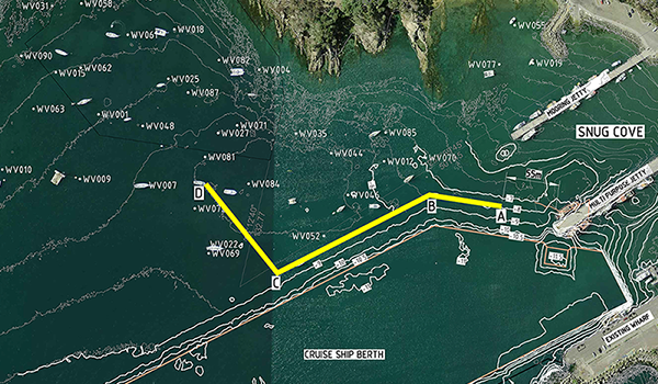 The proposed location of the 355m wave attenuator. Photo: NSW Dept of Industry.