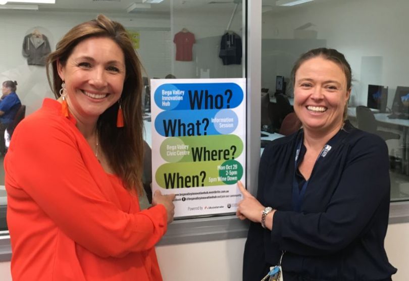 Mia Maze and Sam Avitara from the Bega Valley Innovation Hub. Photo: Ian Campbell.