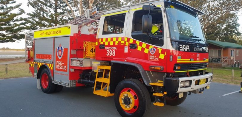 NSW Fire & Rescure Narooma responded to yesterday's emergency as did fire crew's from Moruya, Bega, and Monaro along with NSW Police, NSW Ambulance, and VRA Narooma. Photo: NSW Fire & Rescue Facebook.