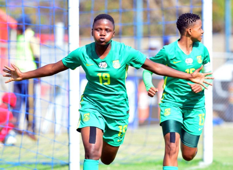 Rhoda and Refiloe in action for Canberra United. Photo: Sydney Mahlangu, Canberra United website.