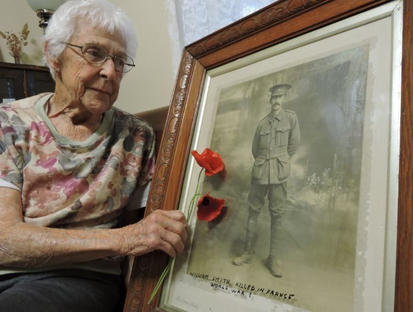 Doreen with a studio photo of her uncle, William Smith. Photo: Linda Alberston.