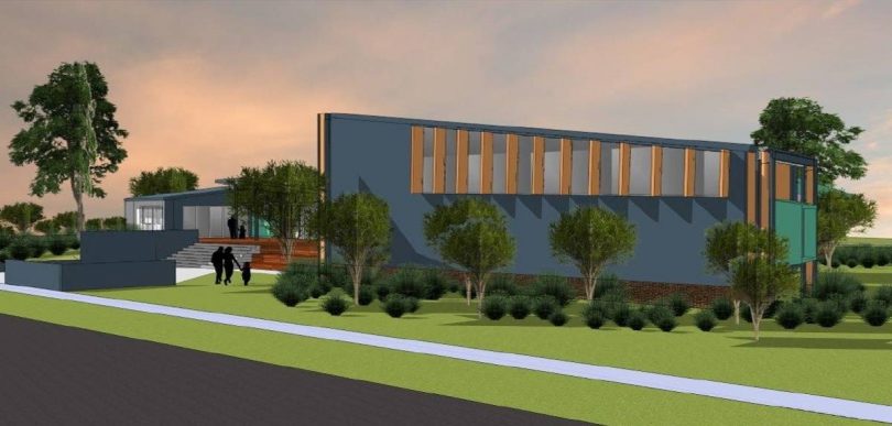 A look at the future. A concept design of the Basil Sellers Exhibition Centre, being built next to the Moruya Library. Photo: ESC