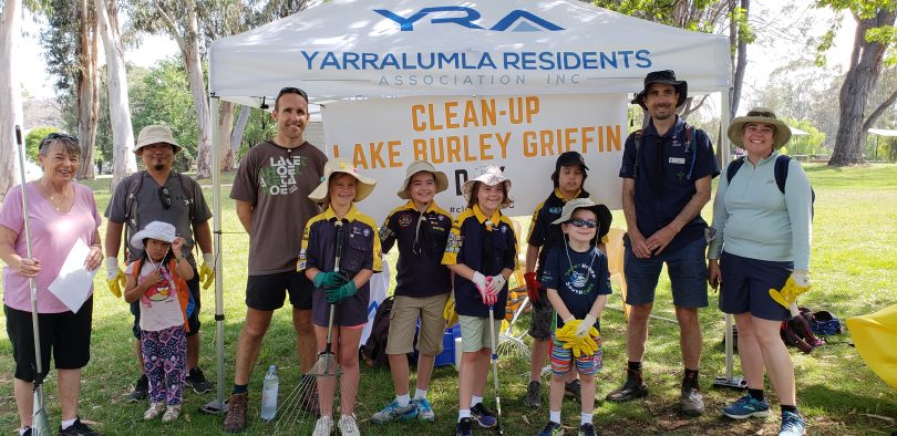 the 100-strong volunteers scoured the lake for rubbish and collected 74 bags full of litter