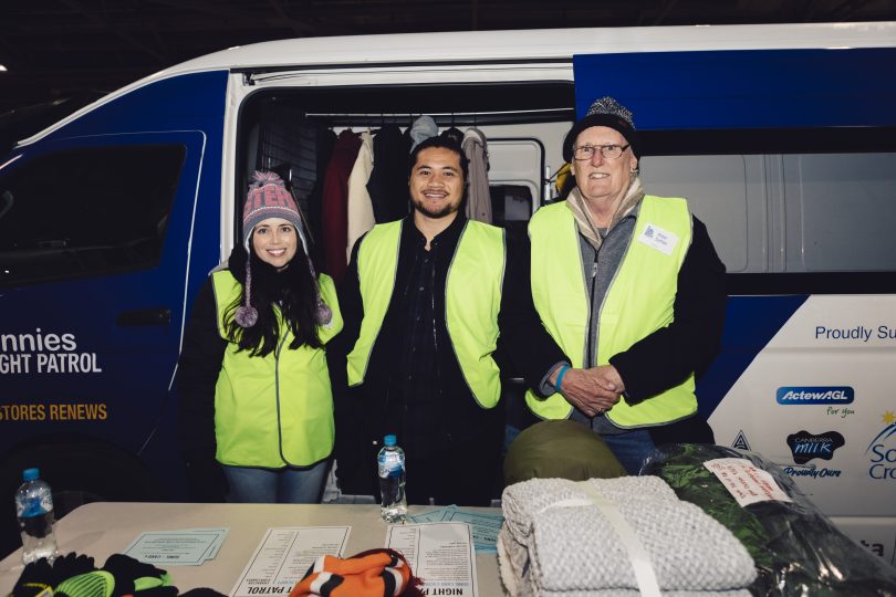 Nat Wright, Bryce Taotua and Peter Sutton from Vinnies Night Patrol
