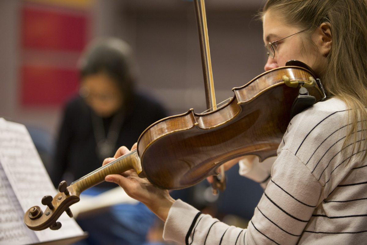 woman playing a violin