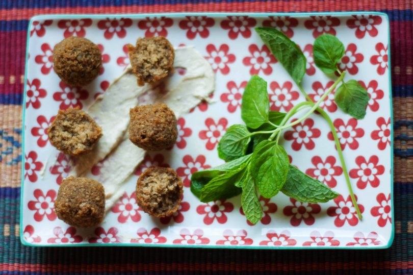 Falafels with hummus.