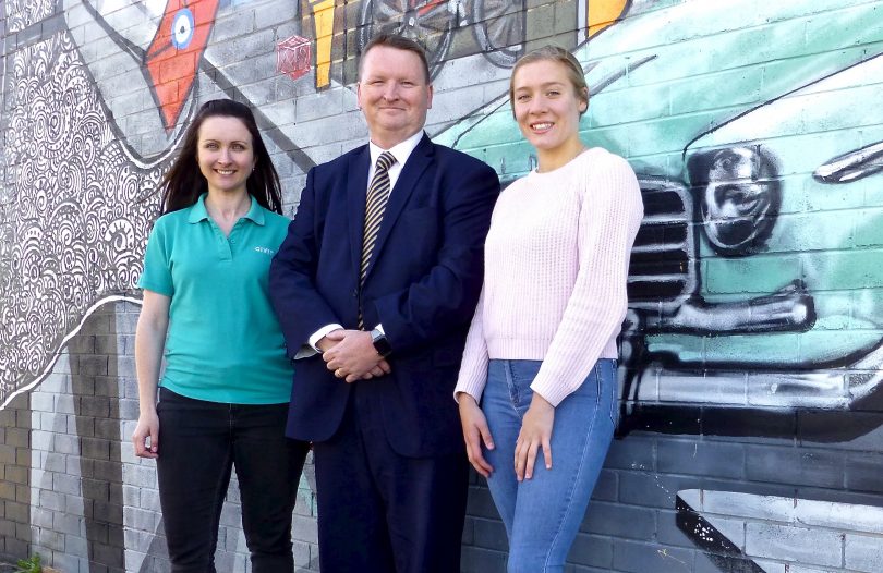 Manager of GIVIT ACT Caroline Odgers, regional manager of the Australian Red Cross Mark Duggan and Maja Rathouski
