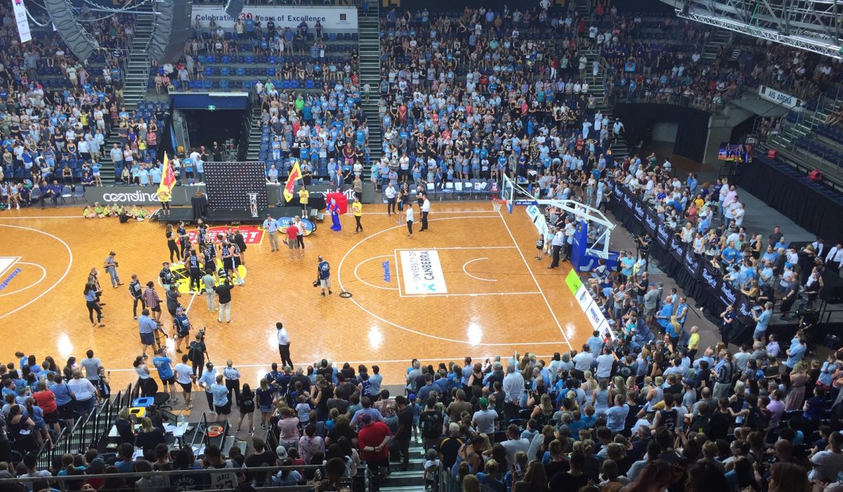 Spurred on by the crowd, the UC Caps won against the Adelaide Lightning in 2018/19 grand final. Photo: Jennifer Andrew