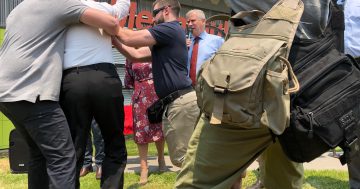 Acting PM flies into Merimbula climate protest