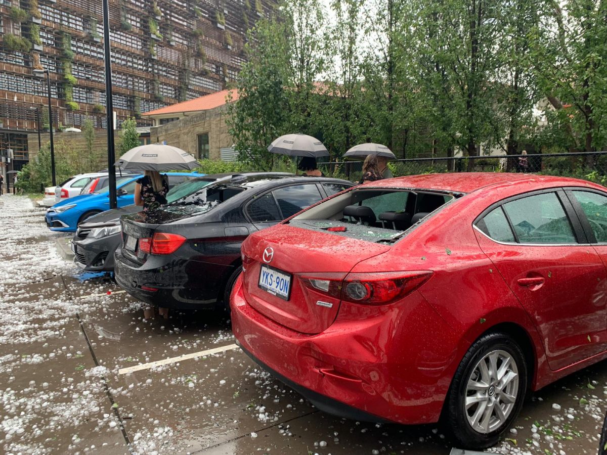 Hail damage at New Acton following the storm on 20 January, 2020.