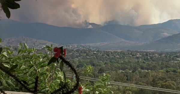 Flames now visible as Orroral Valley fire could spot close to Banks in next few hours