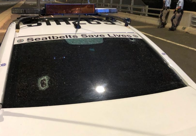 Damage to police car