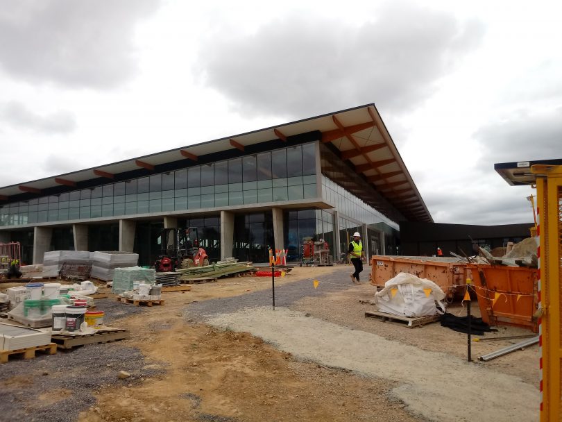 The exterior of the Stromlo Aquatic Centre