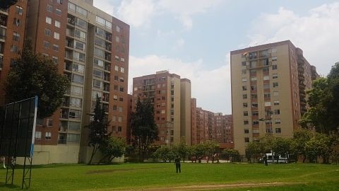 Police outside apartment block