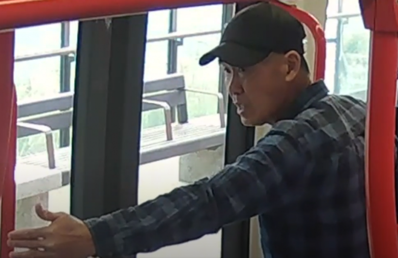 Man on light rail vehicle in Canberra