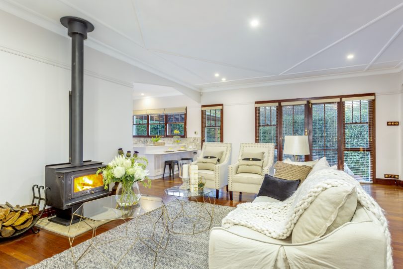 The family room off the kitchen/dining