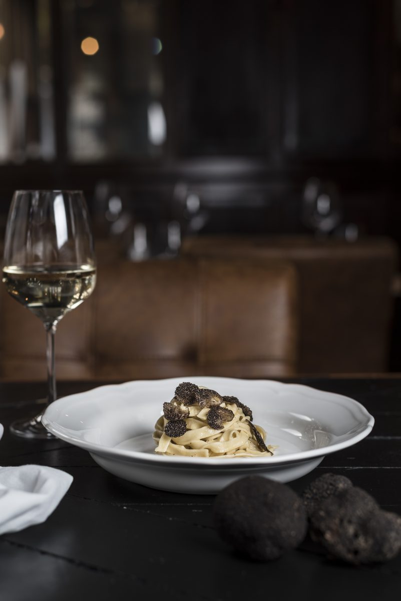 Black truffle Fettucini Cacio e Pepe pasta