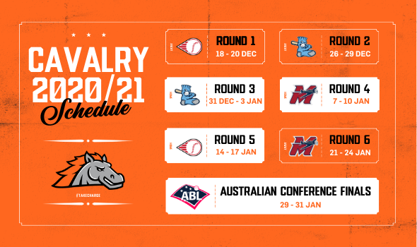 The Canberra Cavalry's schedule for 2020/21 season.
