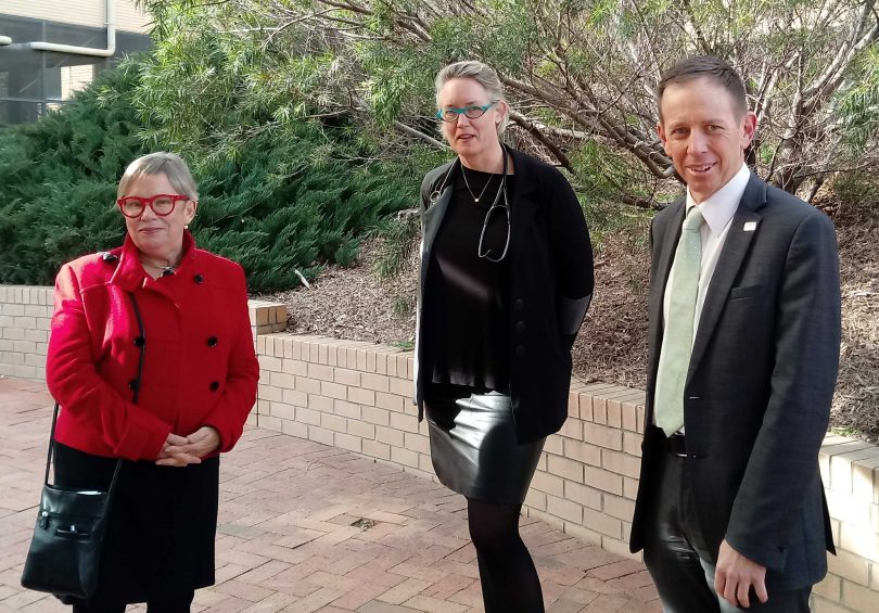 Amanda Adrian, Dr Arnagretta Hunter and Shane Rattenbury