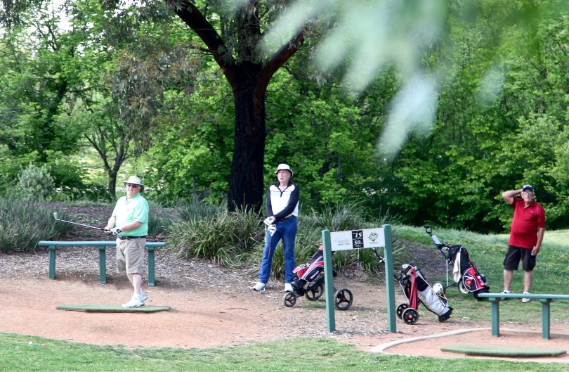 Fred Johnson tees off