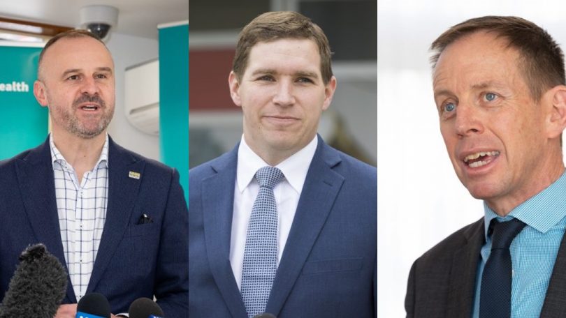 Andrew Barr, Alistair Coe and Shane Rattenbury