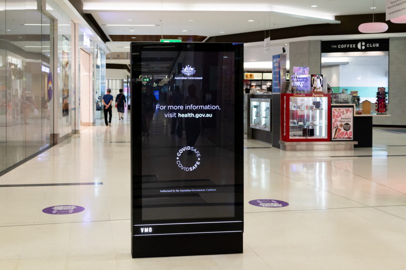 COVID sign in shopping centre