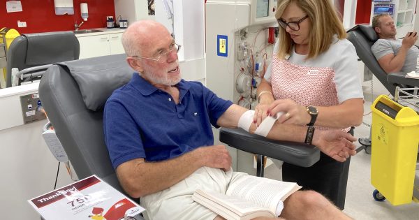 Bermagui man makes his 750th blood donation in Canberra