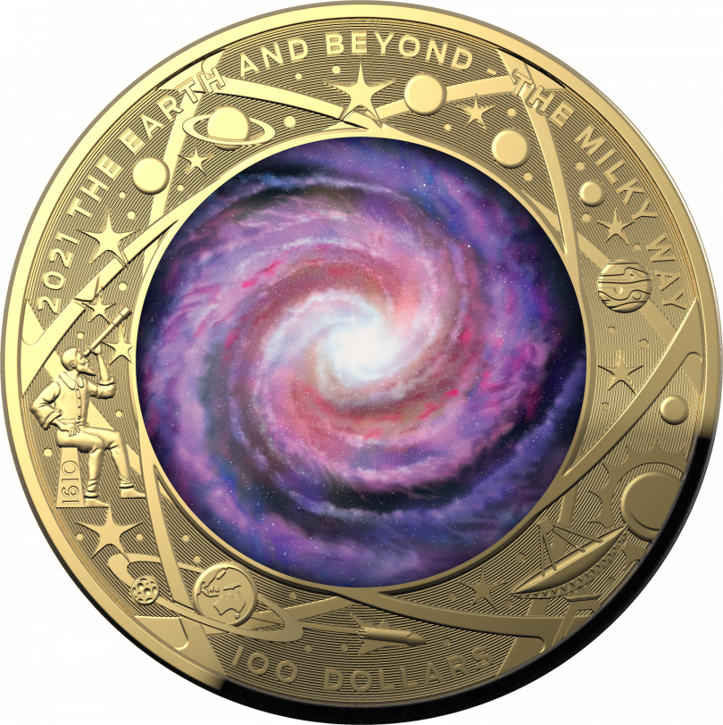 Earth and Beyond the Milky Way $100 gold coin.