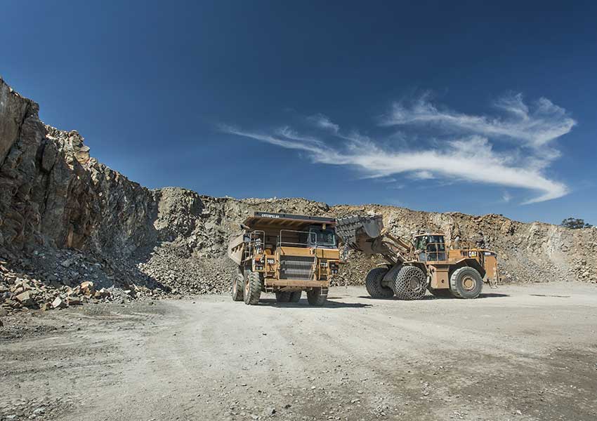trucks at a quarry