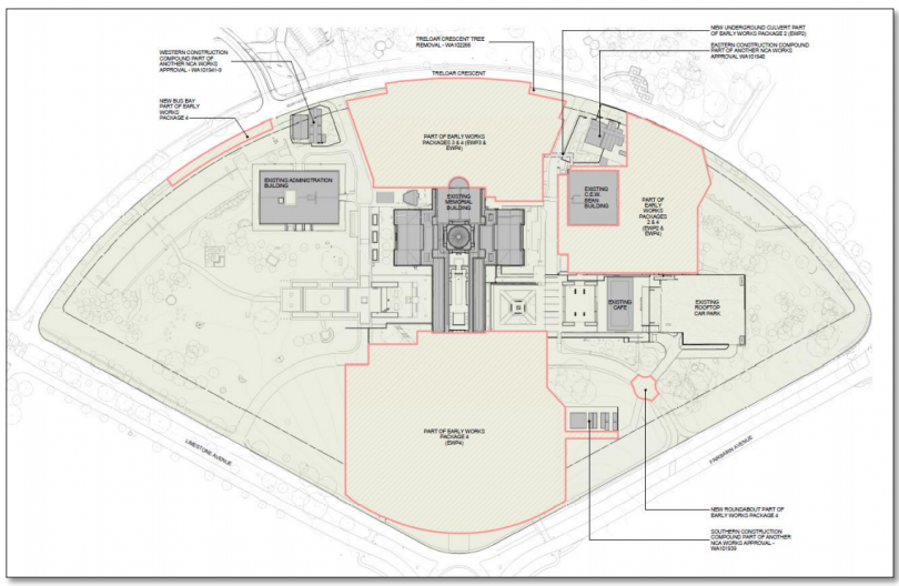 Plan of proposed early works in the Australian War memorial redevelopment.