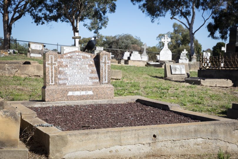 Headstones at a cemetery