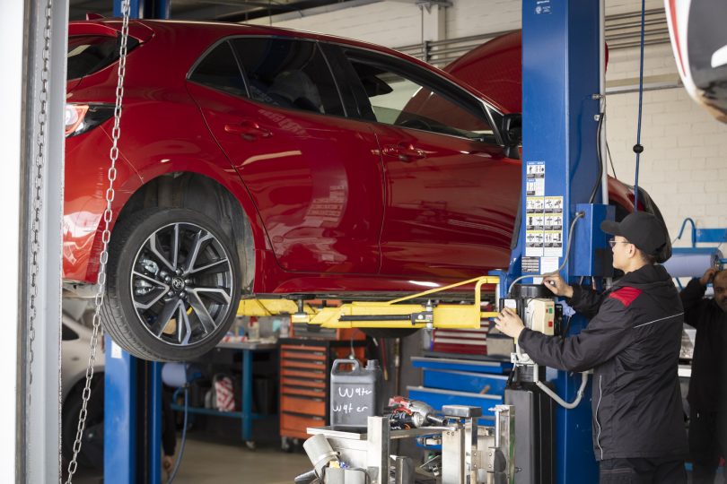 car being serviced