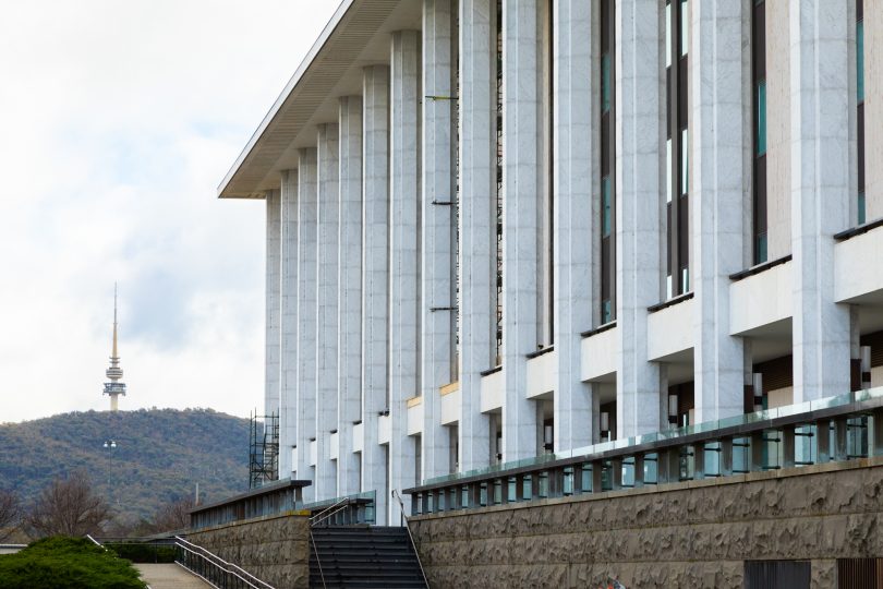 National Library of Australia with Black Mountain and Telstra Tower in the background.