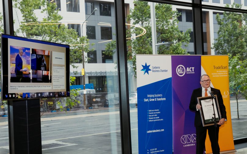 Man speaking at Canberra Business Chamber National Export Awards