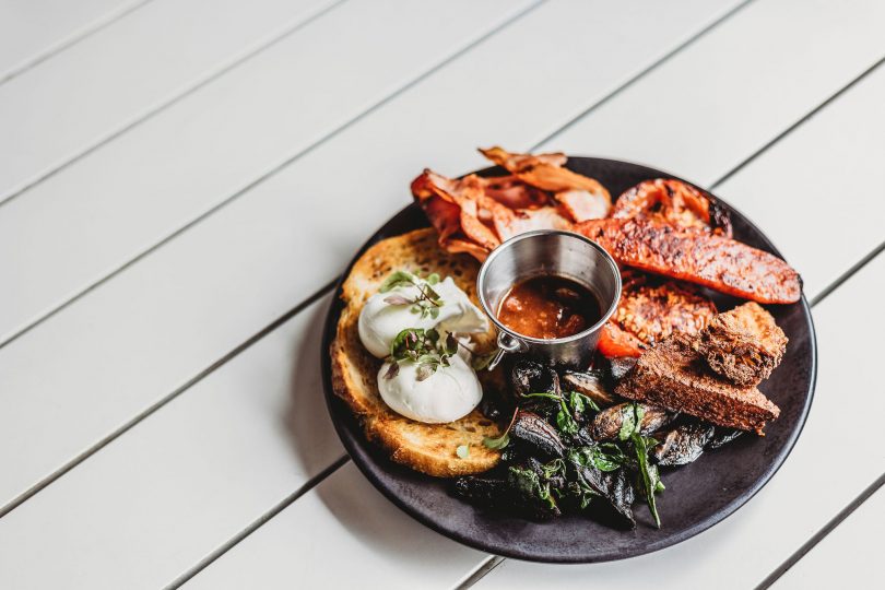 Plate with a big breakfast