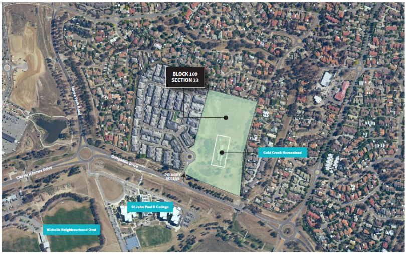 Overlay map of Gold Creek precinct in Ngunnawal