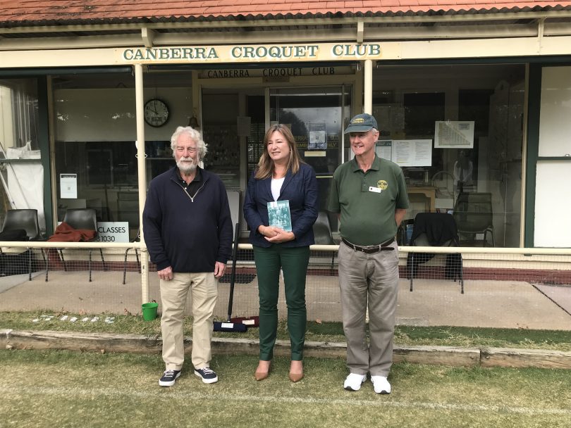 minister for education Yvette Berry with members of the croquet club